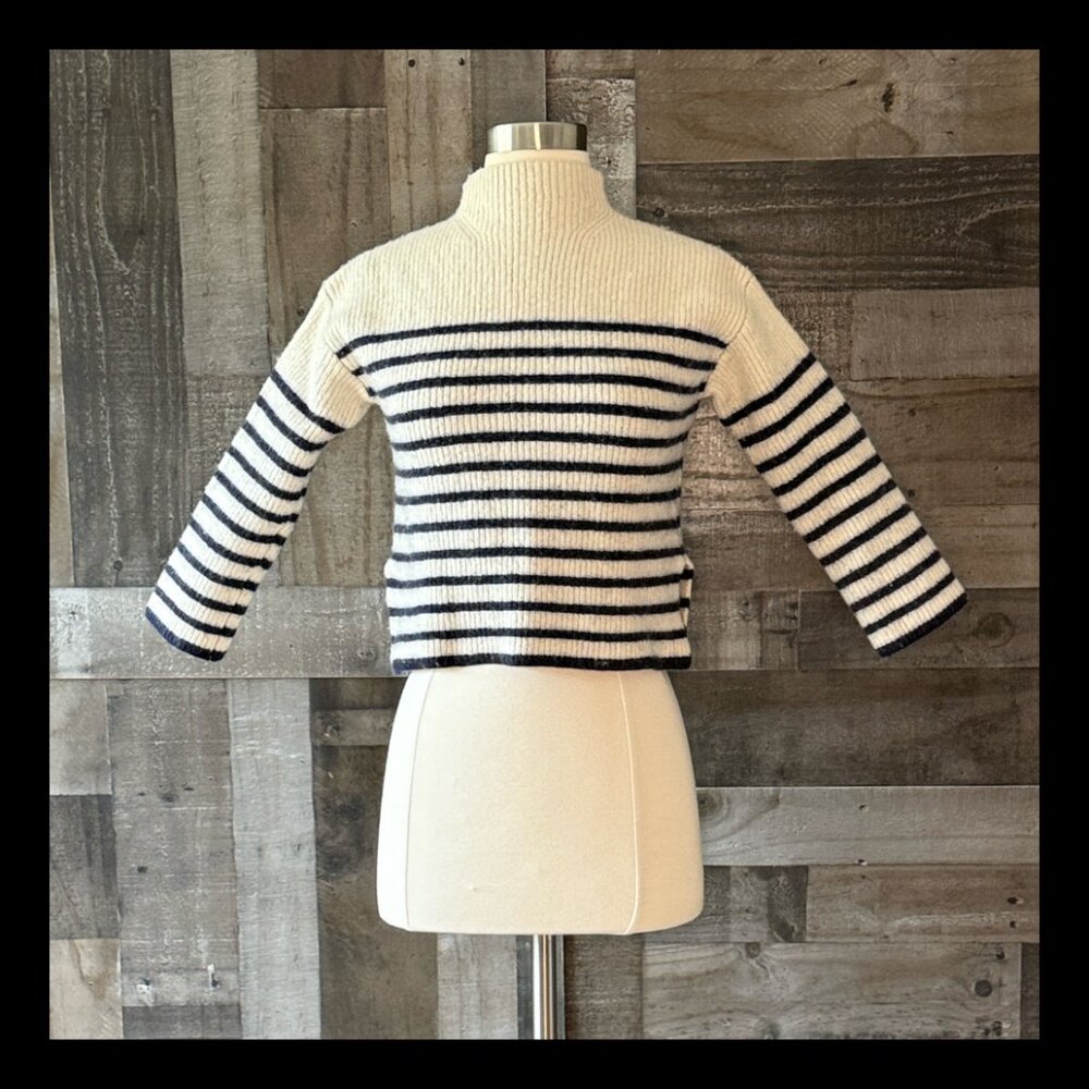Rails mock neck cropped sweater small festival boho stripes wool cashmere winter